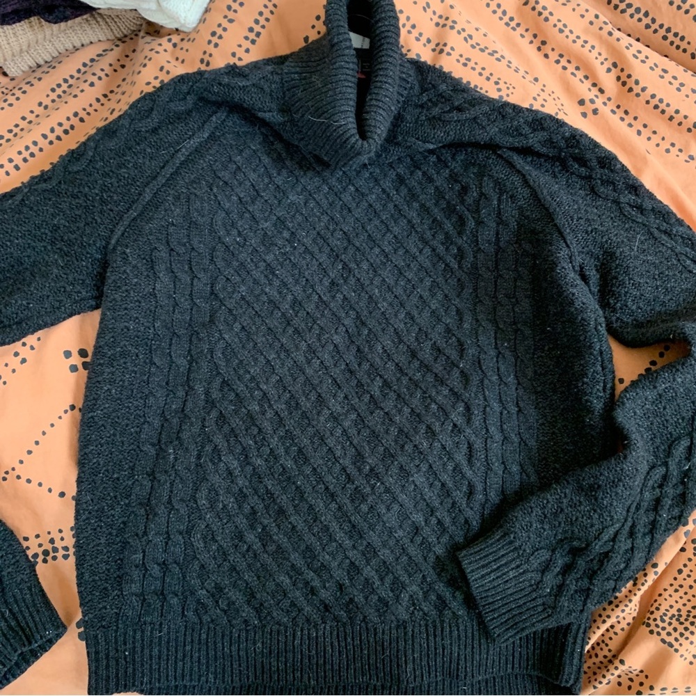 Thick Vince turtleneck cable knit fisherman sweater XS $248